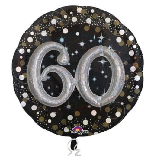 60th birthday giant balloon with 3D 60 effect