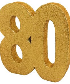 80th Gold Glitter Table Decoration