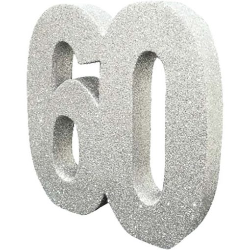 Age 60 Silver Glitter Table Decoration