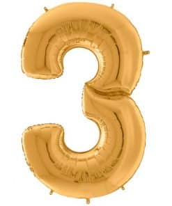 Gold Number 3 Foil Balloon