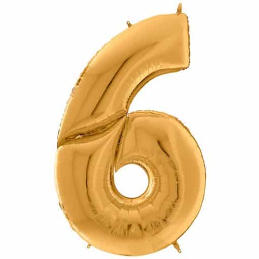 Gold Number 6 Foil Balloon