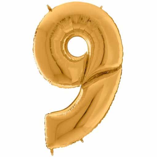 Gold Number 9 Foil Balloon