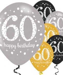 Happy 60th Birthday Gold Mix Sparkling Celebration Balloons