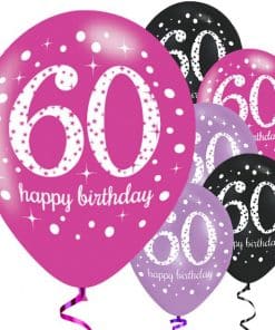 Happy 60th Birthday Pink Mix Sparkling Celebration Balloons