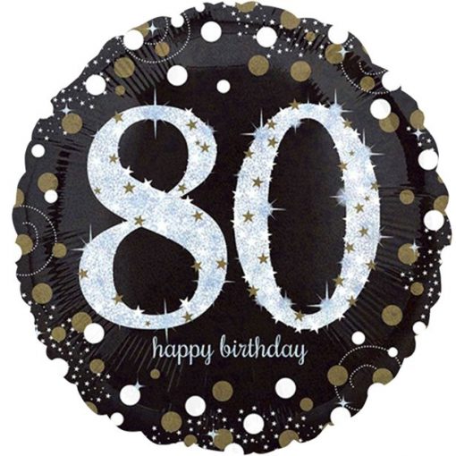 Happy 80th Birthday Gold Sparkling Celebration Balloon