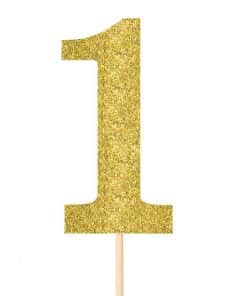 Number 1 Large Gold Glitter Pick