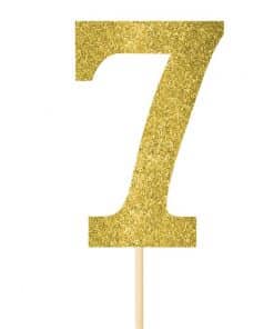 Number 7 Large Gold Glitter Pick