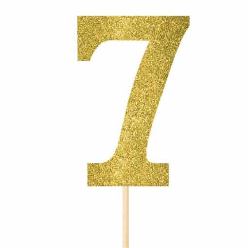 Number 7 Large Gold Glitter Pick