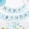 Pastel Blue & Gold Happy Birthday Banner