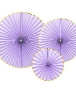 Pastel Lilac & Gold Paper Fans