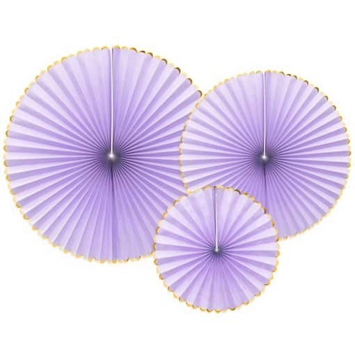 Pastel Lilac & Gold Paper Fans