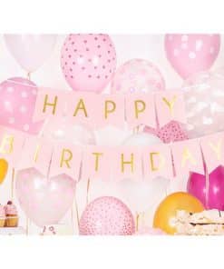 Pastel Pink & Gold Happy Birthday Banner