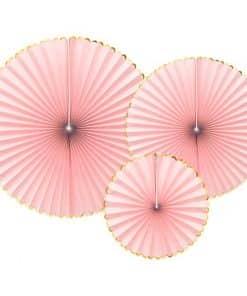 Pastel Pink & Gold Paper Fans