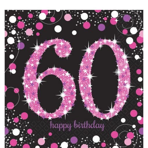 Pink Celebration Age 60 Lunch Napkins