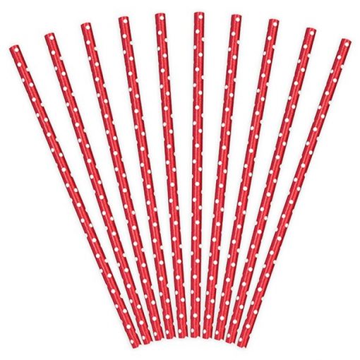 Red Dots Paper Straws