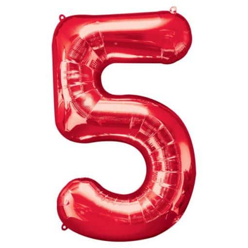 Red Number 5 Balloon