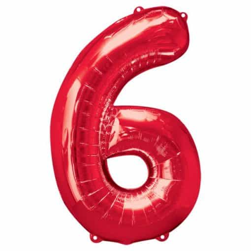 Red Number 6 Balloon