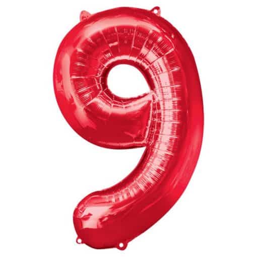 Red Number 9 Balloon