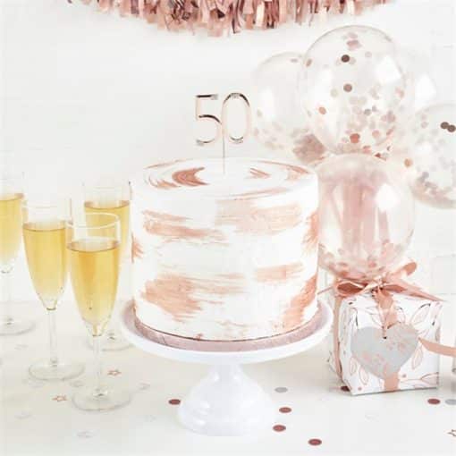 Rose Gold 50th Milestone Cake Topper