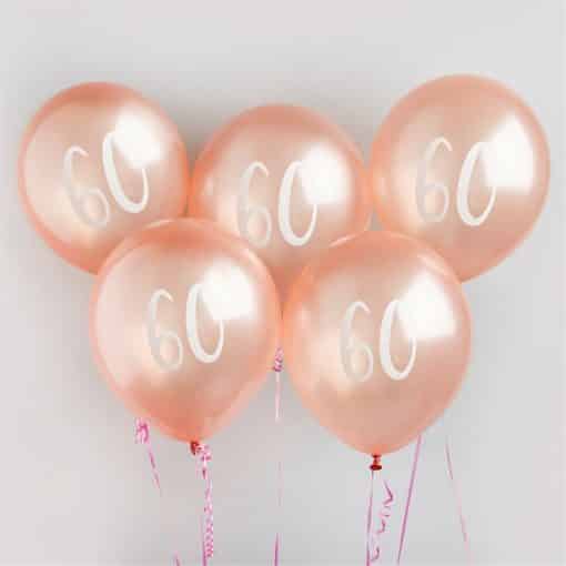 Rose Gold 60th Milestone Balloons