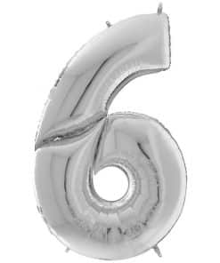 Silver Number 6 Foil Balloon