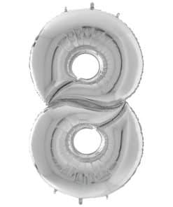 Silver Number 8 Foil Balloon