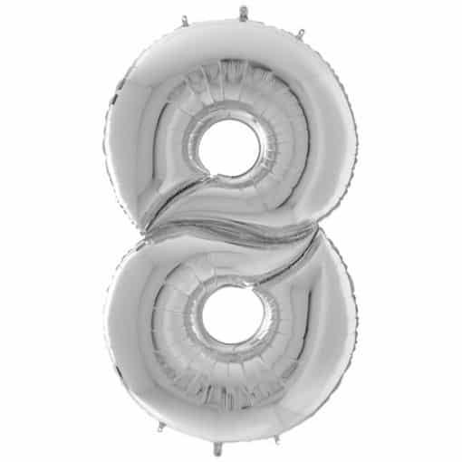 Silver Number 8 Foil Balloon