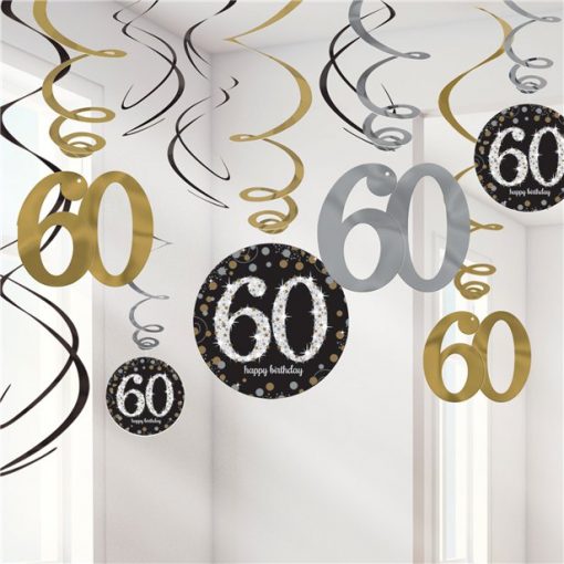 Sparkling Celebration Age 60 Hanging Swirls