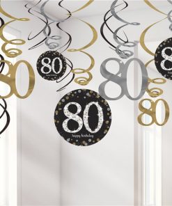 Sparkling Celebration Age 80 Hanging Swirls