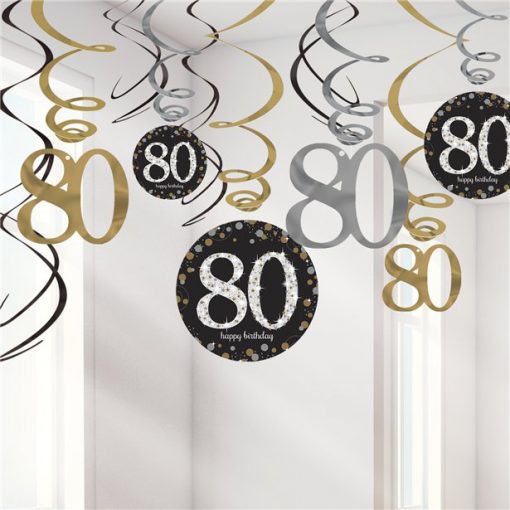 Sparkling Celebration Age 80 Hanging Swirls