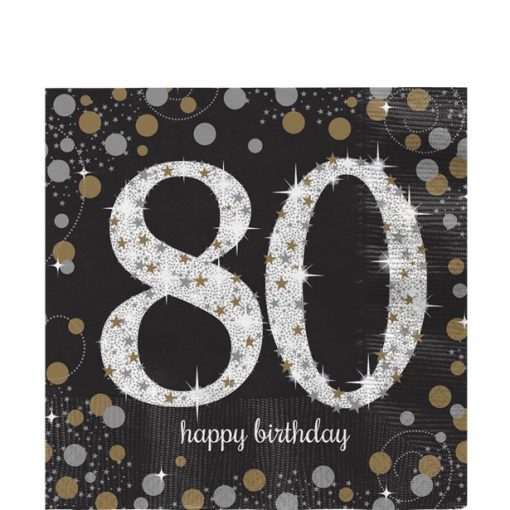 Sparkling Celebration Age 80 Lunch Napkins