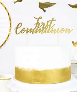 First Holy Communion Gold Cake Topper