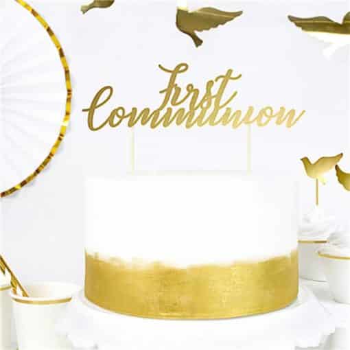 First Holy Communion Gold Cake Topper