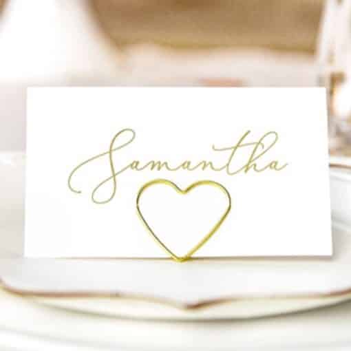 Gold Heart Place Card Holders