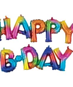 Happy Birthday Rainbow Splash Phrase Foil Balloon
