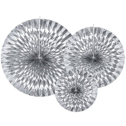 Silver Tissue Paper Fans