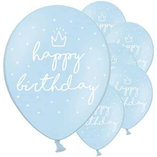 Pastel Blue Happy Birthday Latex Balloons