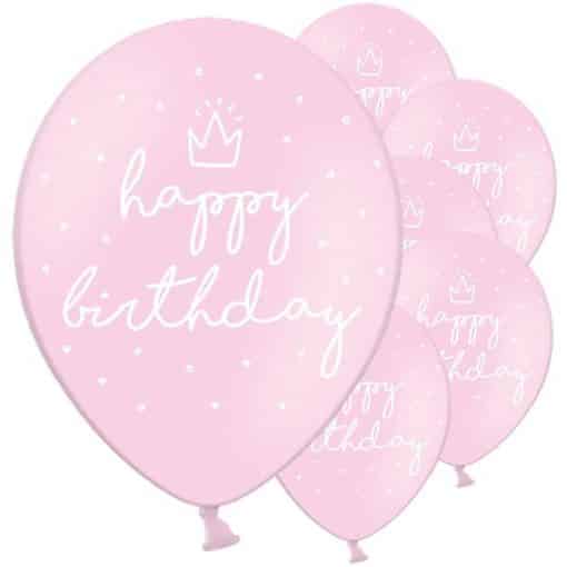 Pastel Pink Happy Birthday Latex Balloons