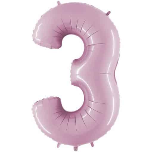 Pastel Pink Number 3 Balloon