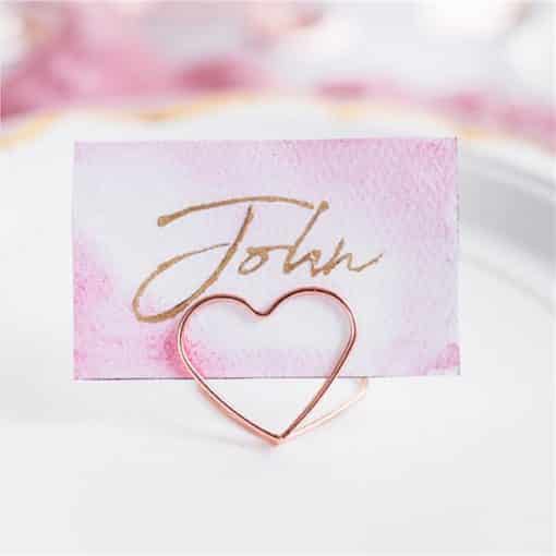 Rose Gold Heart Place Card Holders