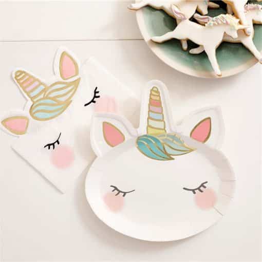 We Heart Unicorn Shaped Paper Party Plates