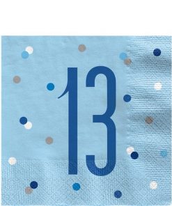 Age 13 Blue Birthday Glitz Napkins