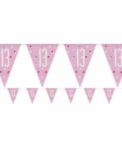 Age 13 Pink Birthday Glitz Prismatic Bunting