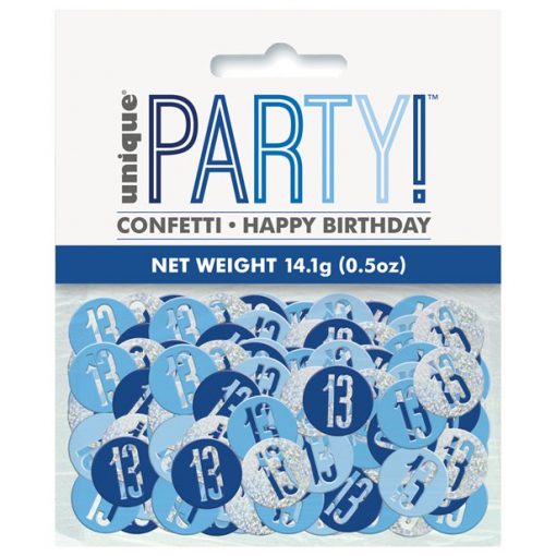 Blue Birthday Glitz Age 13 Confetti