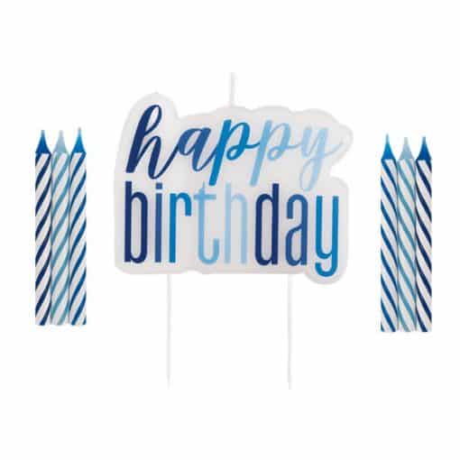 Blue Birthday Glitz Candles Set