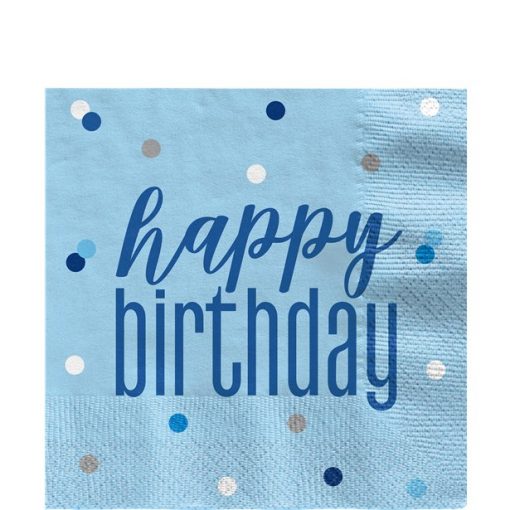 Blue Birthday Glitz Napkins