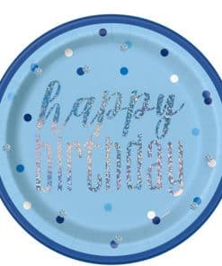 Blue Birthday Glitz Paper Plates