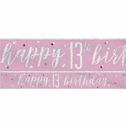 Pink Birthday Glitz Age 13 Banner