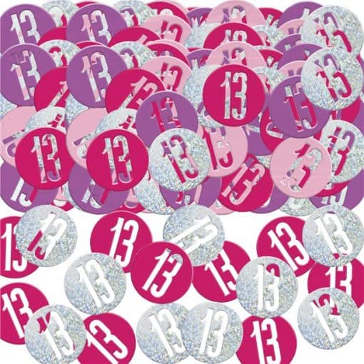 Pink Birthday Glitz Age 13 Confetti