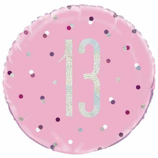 Pink Birthday Glitz Age 13 Foil Balloon